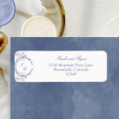 ネイビーモノグラムエレガントウェディング差出人住所ラベル ラベル