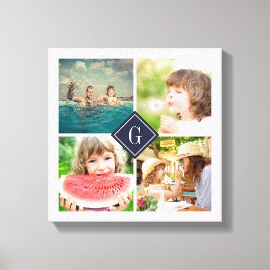 ネイビーモノグラムフォトコラージュ キャンバスプリント (正面)