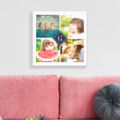 ネイビーモノグラムフォトコラージュ キャンバスプリント (インサイチュ (リビング))