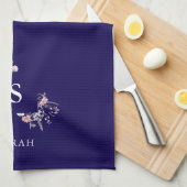 ネイビーモノグラムモダンイニシャルママティーディッシュ キッチンタオル (四つ折り)