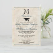 ネイビーモノグラムリースクラシックカレッジ卒業 招待状 (スタンド正面)