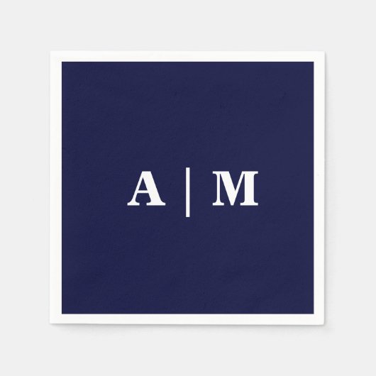 ネイビーモノグラム結婚のカクテル スタンダードカクテルナプキン (正面)