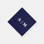 ネイビーモノグラム結婚のカクテル スタンダードカクテルナプキン (角)