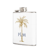 ネイビーモノグラム芸術的トロピカルゴールデンパームツリー フラスク (左)