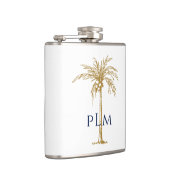 ネイビーモノグラム芸術的トロピカルゴールデンパームツリー フラスク (右)