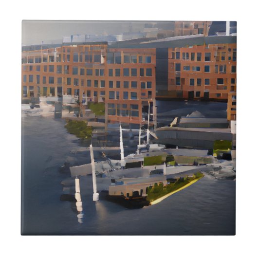 ネイビーヤードHDグラフィック抽象芸術アート タイル (正面)