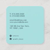 ネイビーユニークブルーとブルゴーニュの水彩抽象芸術 スクエア名刺 (裏面)