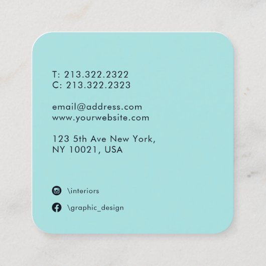 ネイビーユニークブルーとブルゴーニュの水彩抽象芸術 スクエア名刺 (裏面)