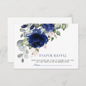 ネイビーユニークブルー赤面フローラおむつラッフル エンクロージャーカード (正面/裏面)