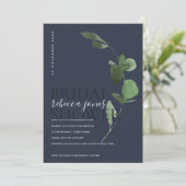 ネイビーユーカリ葉水彩ブライダルシャワー 案内状 (スタンド正面)