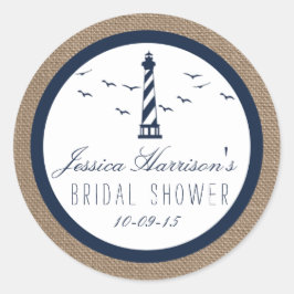 ネイビーライトハウスオンバーラップ航海のブライダルシャワー ラウンドシール