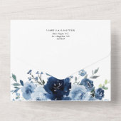 ネイビーライトブルーダスティブルーブルーフローラウェディングRSVP オールインワン招待状 (裏面)