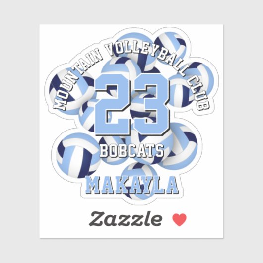 ネイビーライトブルーバレーボールクラスターアスリート名 シール (シート)