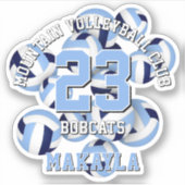 ネイビーライトブルーバレーボールクラスターアスリート名 シール (正面)