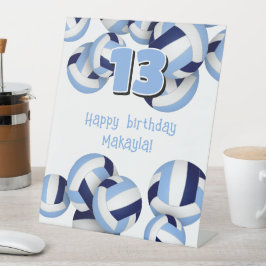 ネイビーライトブルーバレーボール子供の誕生日パーティー 台座サイン