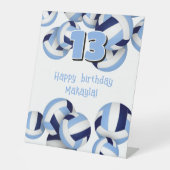 ネイビーライトブルーバレーボール子供の誕生日パーティー 台座サイン (正面)