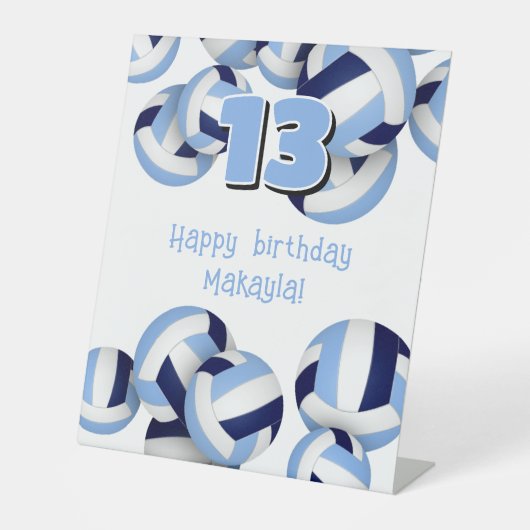 ネイビーライトブルーバレーボール子供の誕生日パーティー 台座サイン (正面)