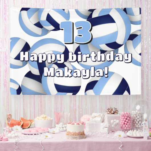 ネイビーライトブルーバレーボール子供の誕生日パーティー 横断幕 (パーティー)