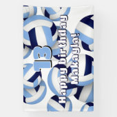 ネイビーライトブルーバレーボール子供の誕生日パーティー 横断幕 (縦)