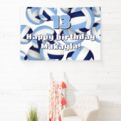 ネイビーライトブルーバレーボール子供の誕生日パーティー 横断幕 (インサイチュ)