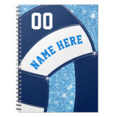 ネイビーライトブルーパーソナライズされた、バレーボールノートブック ノートブック (正面)