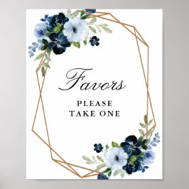 ネイビーライトブルーフローラの好意 ポスター