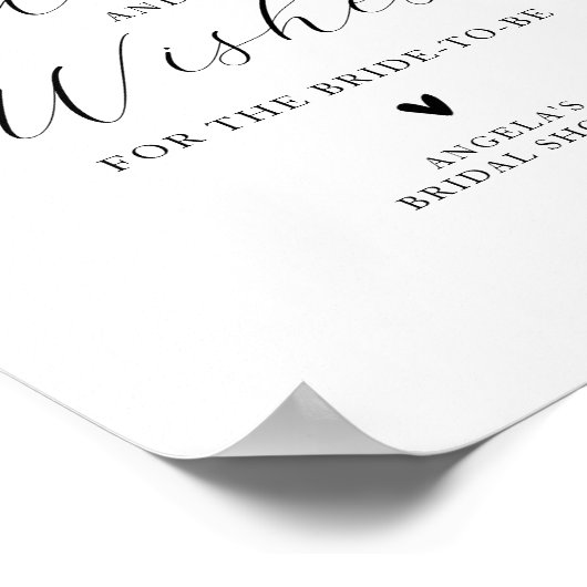 ネイビーライトブルーフローラブライダルシャワーアドバイスウィッシュ ポスター (角)