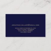 ネイビーラグジュアリー金ゴールドイニシャルロゴ 名刺 (裏面)