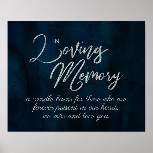 ネイビーラスター ダークブルー シルバー 思い出の愛の記念看板 ポスター (正面)