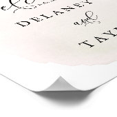 ネイビーラストウォーターカラーボホ結婚フローラの歓迎 ポスター (角)