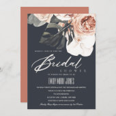 ネイビーラストフローラモンストレラブライダルシャワー招待状 サンキューカード (正面/裏面)