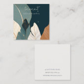 ネイビーラスト金ゴールドトロピカルリーイヤリングディスプレイ スクエア名刺 (正面/裏面)