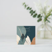 ネイビーラスト金ゴールドトロピカルリーイヤリングディスプレイ スクエア名刺 (スタンド正面)