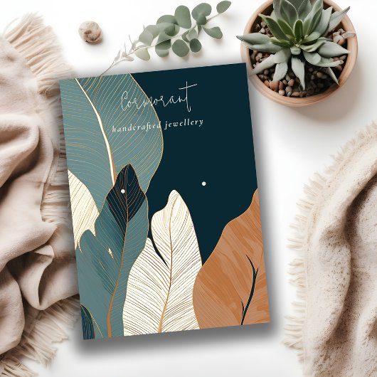 ネイビーラスト金ゴールドトロピカルリーイヤリングディスプレイ 名刺