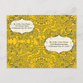 ネイビーラブバードダマスクリハーサルディナー招待状 インビテーションポストカード (裏面)