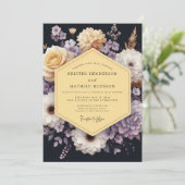 ネイビーラベンダー ムーディーブルーム ウェディング 招待状 (スタンド正面)