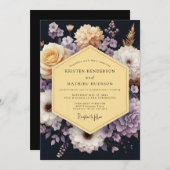 ネイビーラベンダー ムーディーブルーム ウェディング 招待状 (正面/裏面)