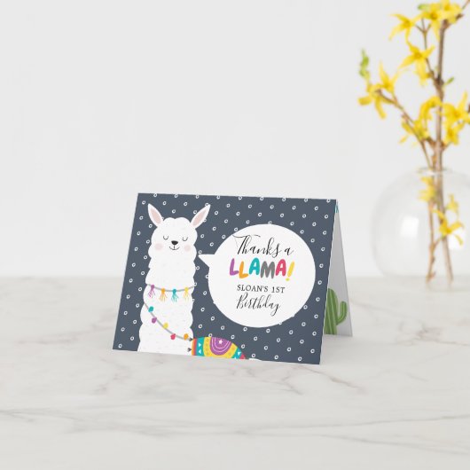 ネイビーラマカクタス写真ありがとう カード (黄色い花)