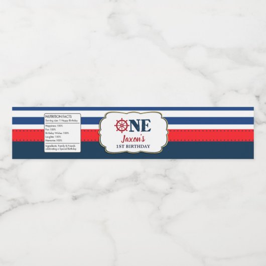 ネイビーリッ航海の1歳の誕生日パーティーアホイいかり ペットボトルラベル (シングルラベル)