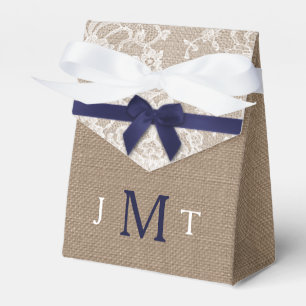 ネイビーリボンオンバーラップ&レース結婚ズ フェイバーボックス