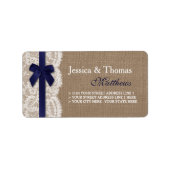 ネイビーリボンオンバーラップ&レース結婚ズ ラベル (正面)