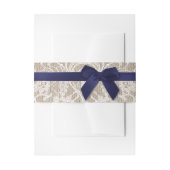 ネイビーリボンオンバーラップ&レース結婚ズ 招待状ベリーバンド (正面例)