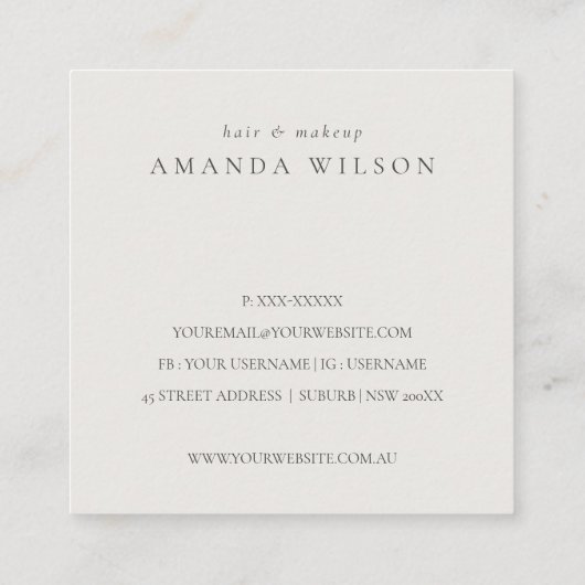 ネイビーリーリーフ熱帯葉シダご注文 スクエア名刺 (裏面)