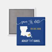 ネイビールイジアナのウェディング日付マップを保存 マグネット (正面/裏面)