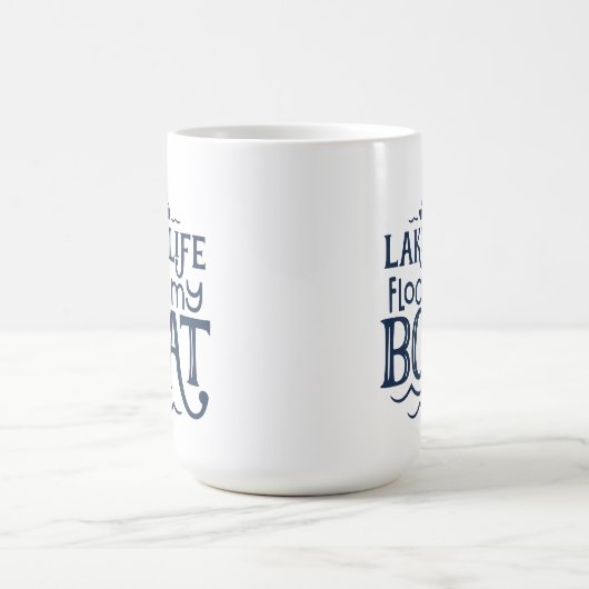 ネイビーレイクライフが私のボートを浮かべる コーヒーマグカップ (中央)