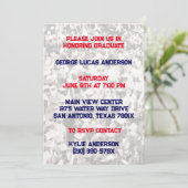 ネイビーレッドアスリートプレイヤー卒業招待状 招待状 (スタンド正面)