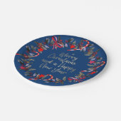 ネイビーレッドオメラクリスマスリース ペーパープレート (アングル)