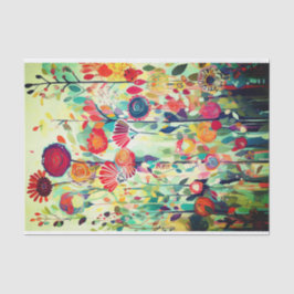 ネイビーレッドカラーフラワー絵画抽象芸術のデコペ 薄葉紙