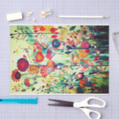 ネイビーレッドカラーフラワー絵画抽象芸術のデコペ 薄葉紙 (クラフト)