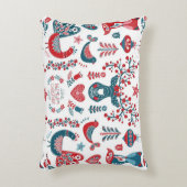 ネイビーレッドクリスマスススススススカンジナビアフォークアートデザイン アクセントクッション (正面(垂直))